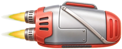 A toy jetpack with flames