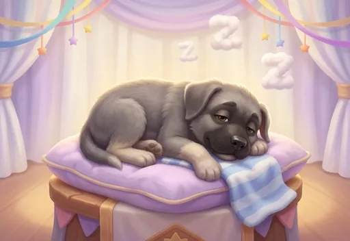 A puppy competing very hard at napping